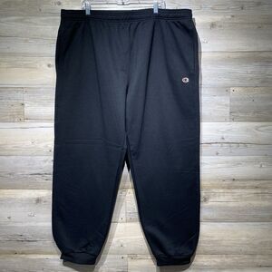 Champion Men's 3XB Big & Tall Jogger Fleece Sweatpants Black Logo Patch Cuffed